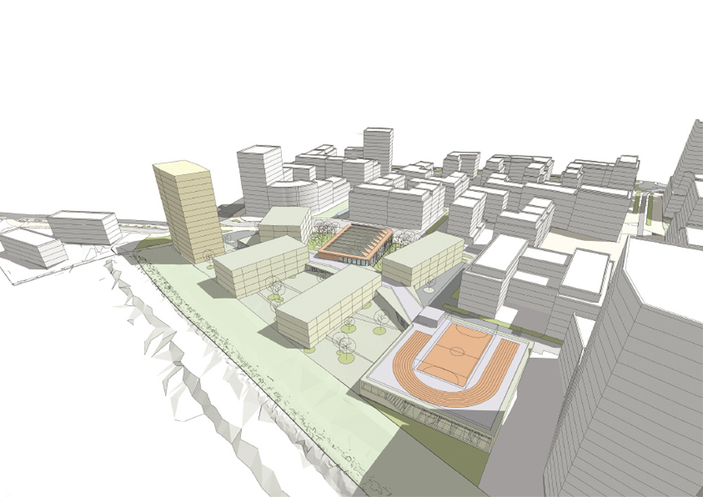 9	Etude architecturale et urbanistique pour la réalisation des écoles fondamentales du Laangfur Administration des bâtiments publics et Ville de Luxembourg, Kirchberg